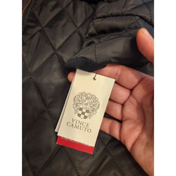 Vince Camuto Quilted Jacket Wome's Medium Black Riding Full Zip Parka Coat - Picture 2 of 8